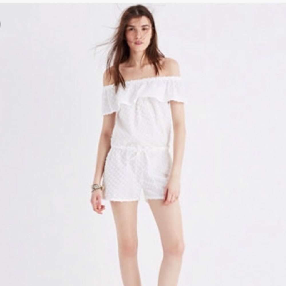Madewell white polka dot romper
